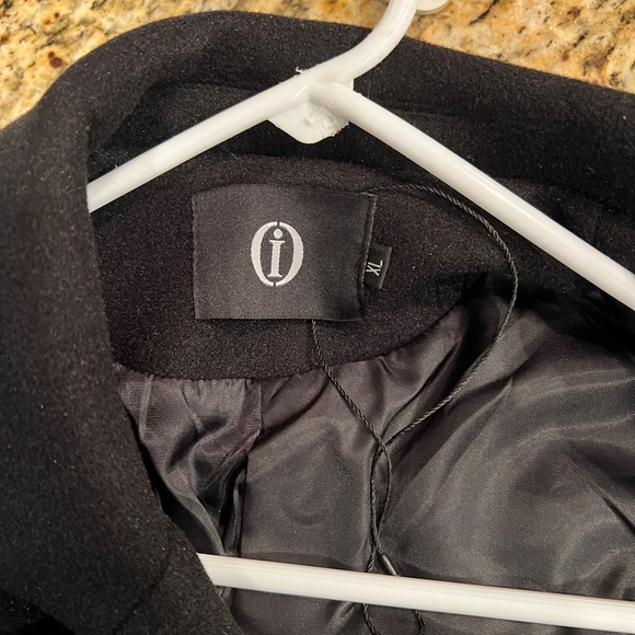 IDEALSANXUN Classic Black Double-Breasted Wool Blend Coat Sz XL - Picture 7 of 7